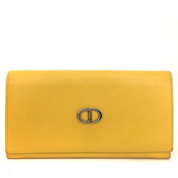 Christian Dior CD Logo Leather Long Bifold Wallet /5L0421 - Picture 1 of 8